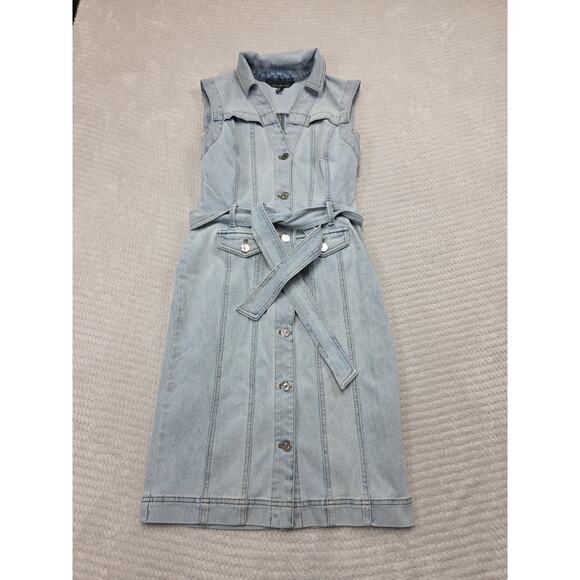 White House Black Market Dresses & Skirts - White House Black Market Dress Womens 0 Denim Jumper Sleeveless Belted
